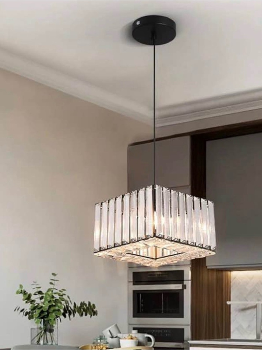 Amazon Crystal Square Pendant Chandelier in Clear and Black